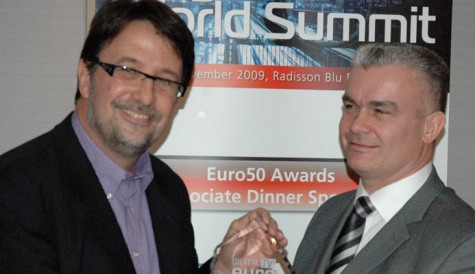 Euro50 Awards 2009: Kevin Baughan receives his award from ADB’s Jim Lomax