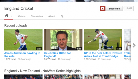 YouTube agrees England cricket streaming deal