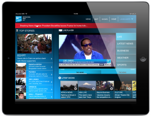 France 24 on an iPad.