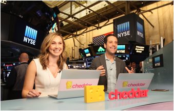 Kristen Scholer, anchor, and Jon Steinberg. CEO & founder, Cheddar