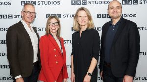 Markus Schäfer – CEO ZDF Studios; Rebecca Glashow – CEO, Global Distribution BBC Studios; Nadine Bilke – Chief Content Officer, ZDF; Tom Fussell, CEO BBC Studios.