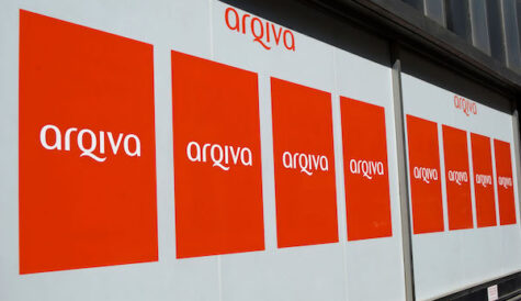 exterior window display at offices of media and communications company, arqiva, great titchfield street, london, england